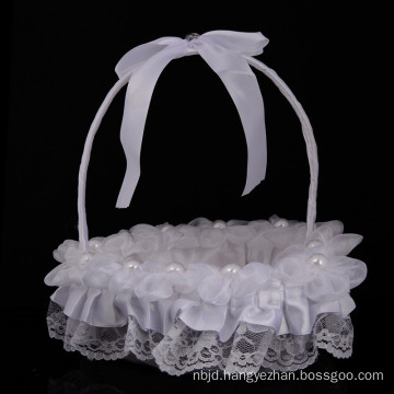 Flower satin lace 3 layers decoration bridal party wedding flower girl basket